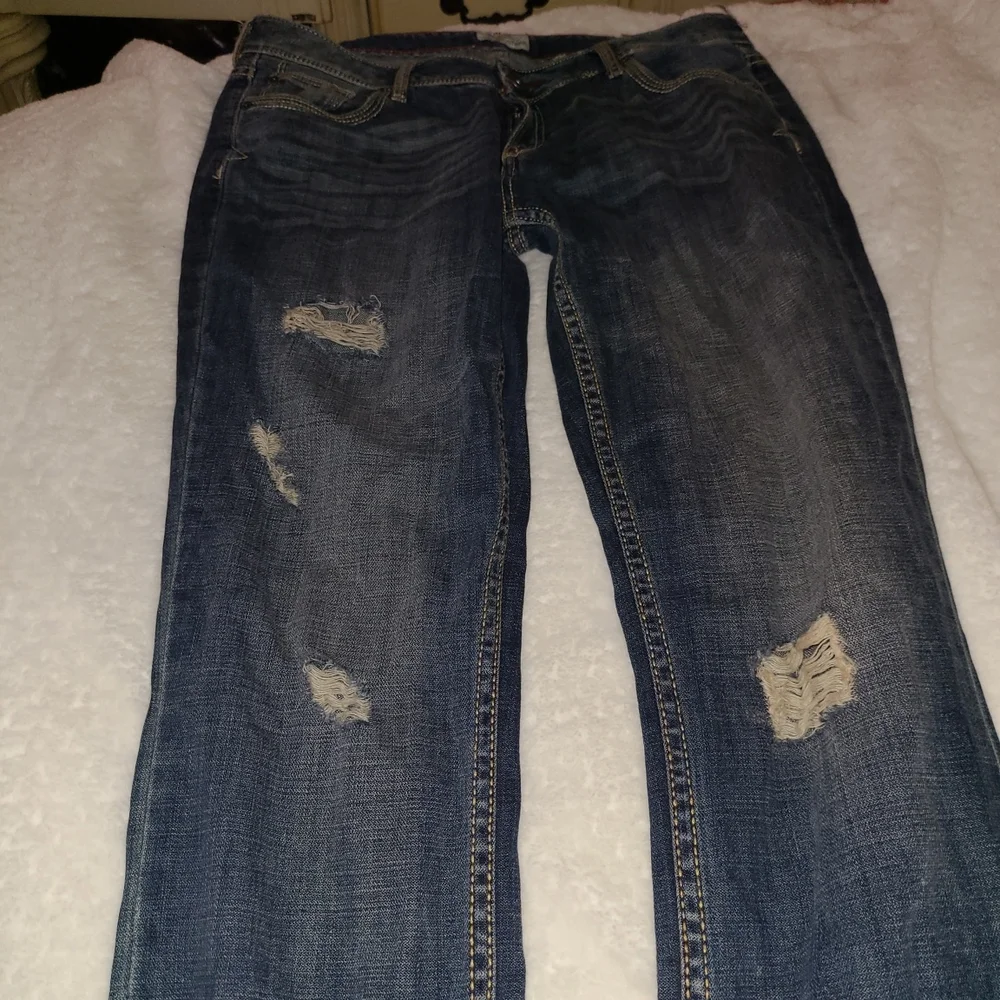 Aeropostale S 13 / 14 Dark Blue Distressed 💙 Denim Bayla Skinny 👖 - Picture 2 of 13